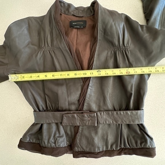 BCBGMAXAZRIA Brown Leather Waist Length Jacket Size M - Picture 5 of 11